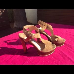 Jimmy Choo Tan  Nixon Suede Platform Sandals